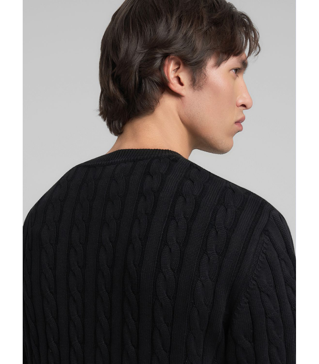 ケーブル編みコットンプルオーバー 詳細画像 ブラック 6